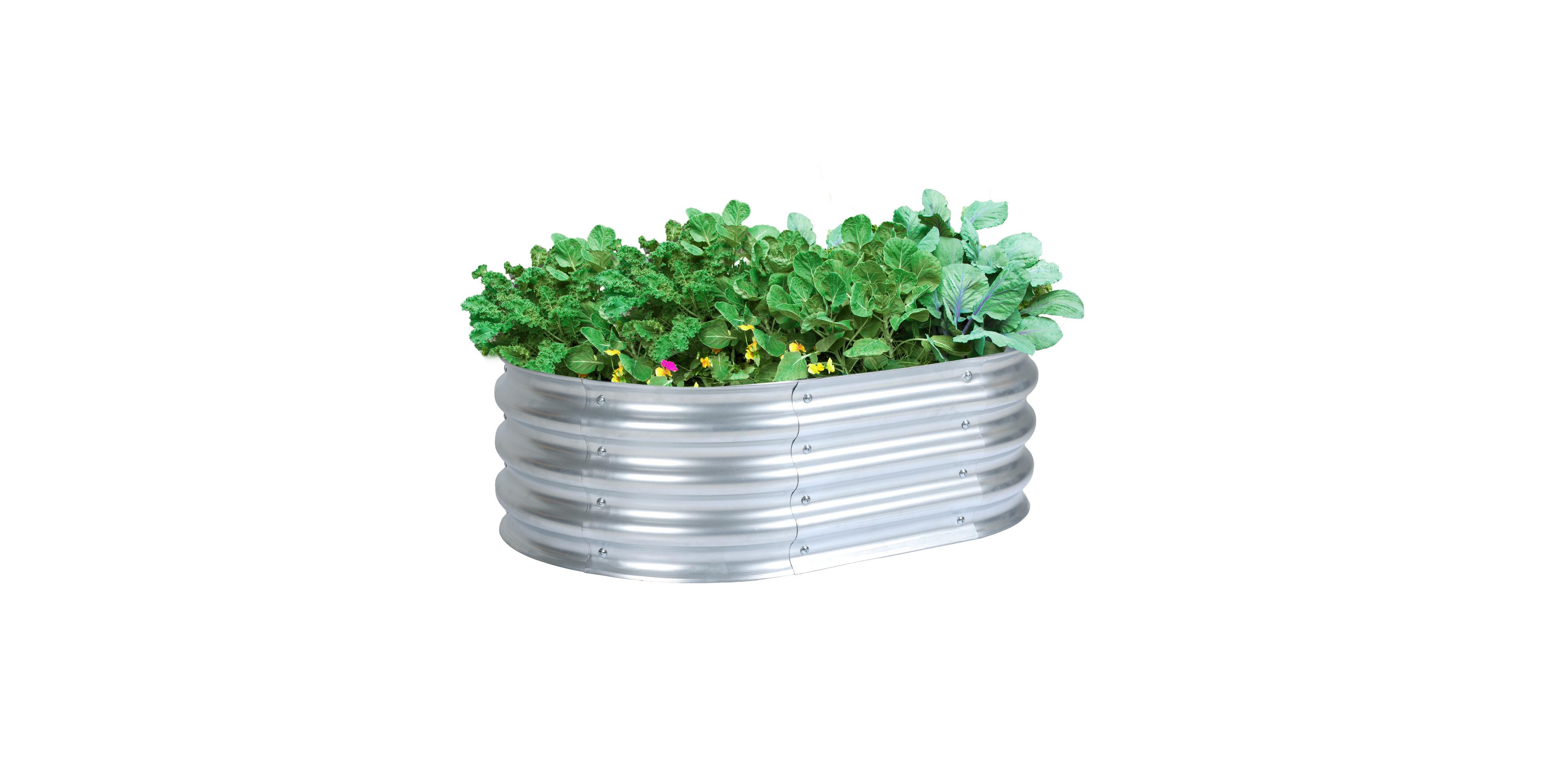 Aoodor Galvanized Raised Garden Bed Kit,35.34''(L) x 23.62''(W) x11.81''(H) Outdoor Garden Planter Oval Large Boxes for Vegetables, Flowers, Herbs