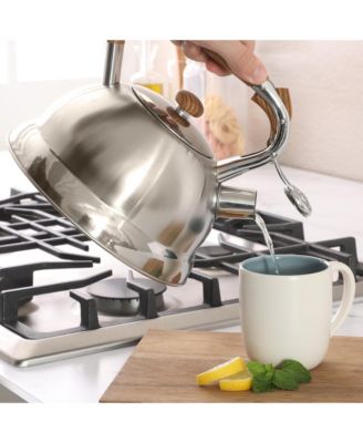 Woodmont 2-Quart Stainless Steel Tea Kettle w/ Wood Handle