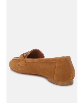 Awen Monochromatic Horsebit Real Suede Loafers