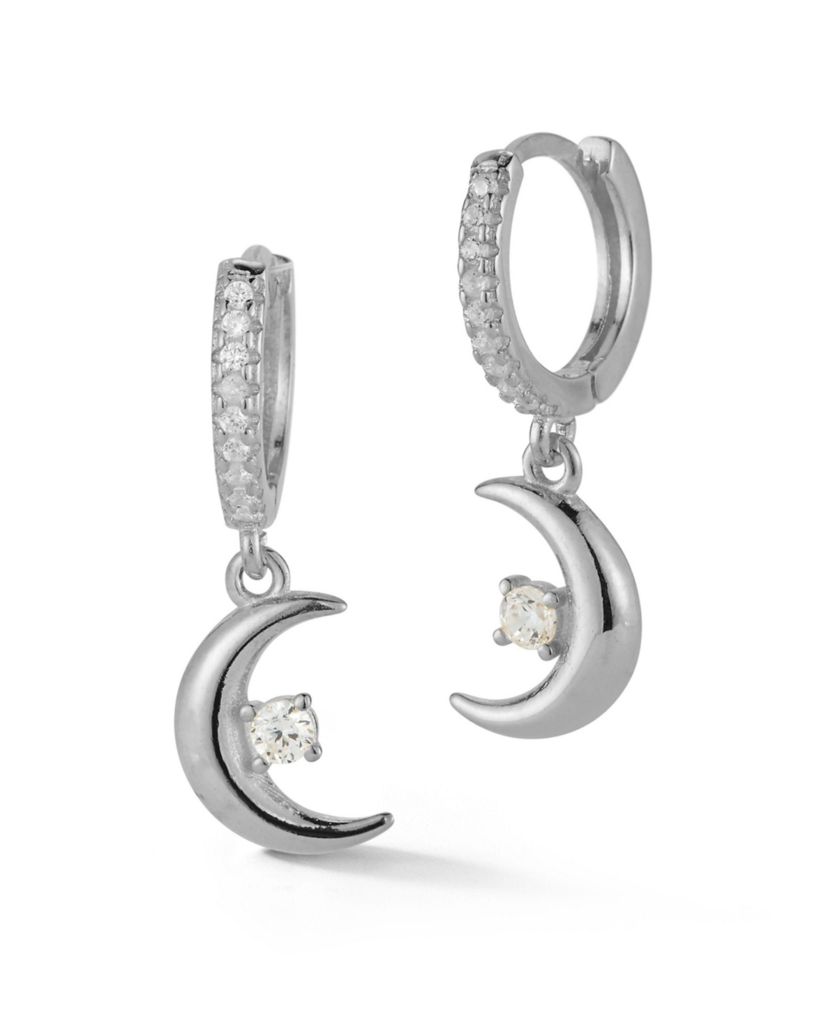 14K Gold Plated Sterling Silver Moon Charm Earrings - Gold