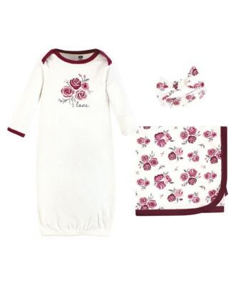 Layette Essentials Gown, Swaddle Wrap, and Headpiece Option