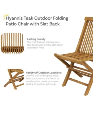 Outdoor Solid Teak Wood with Stained Finish Hyannis Folding Dining Chairs - Light Brown