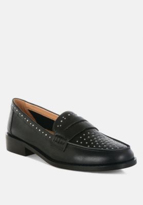 Womens Raisa Stud Embellished Penny Loafers