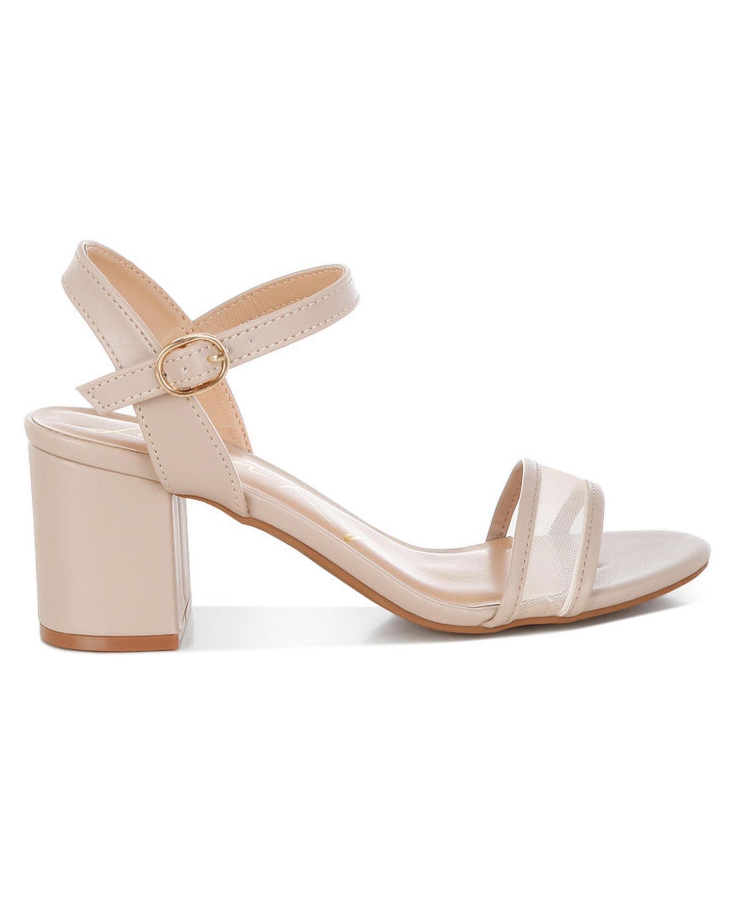 Женские туфли London Rag Orpina Mesh Pin Buckle Block Heels, цвет: Бежевый сетчатый — фото 1