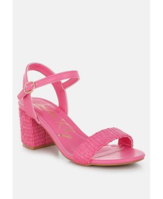 Womens Tulata Raffia Pin Buckle Block Heels