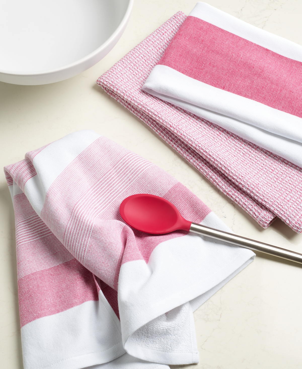 The Cellar 3 Pack Cotton Kitchen Towels, Exclusively At Macy's In Red