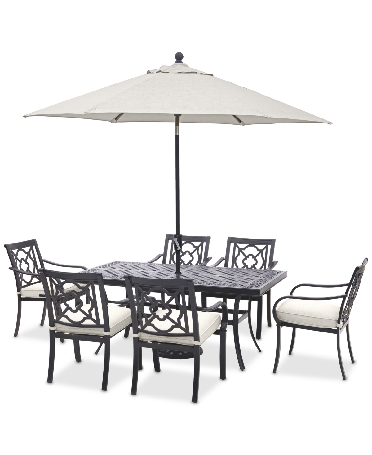Shop Agio St Croix Outdoor 7-pc Dining Set (68x38" Table + 6 Dining Chairs), Created For Macy's In Pearl White