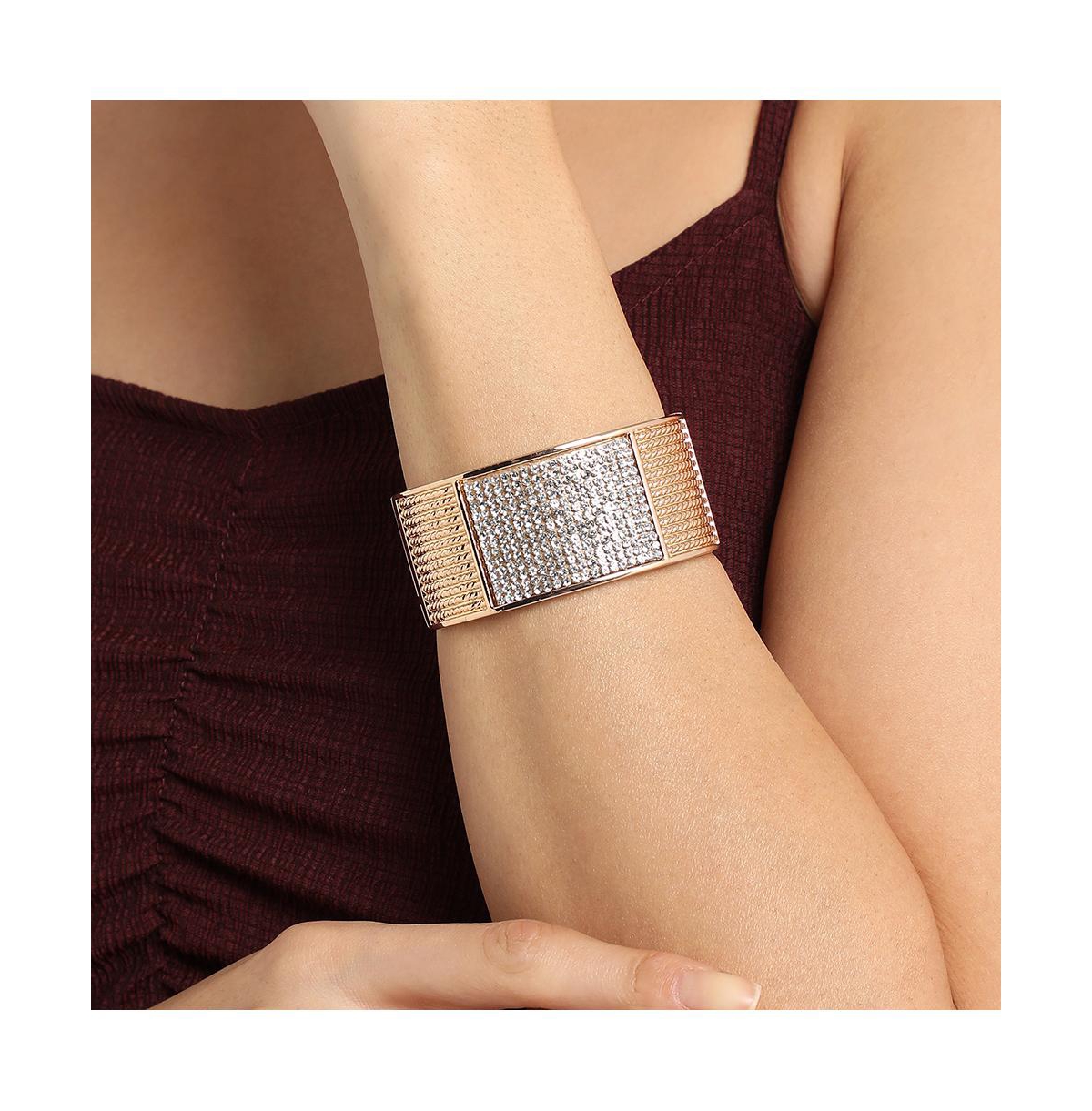 Sohi Embellished Cluster Cuff Bracelet In Silver