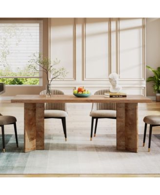 63-inch Dining Table for 4-6, Farmhouse Kitchen Table with Large Tabletop, Rectangular Dinner Eating Table