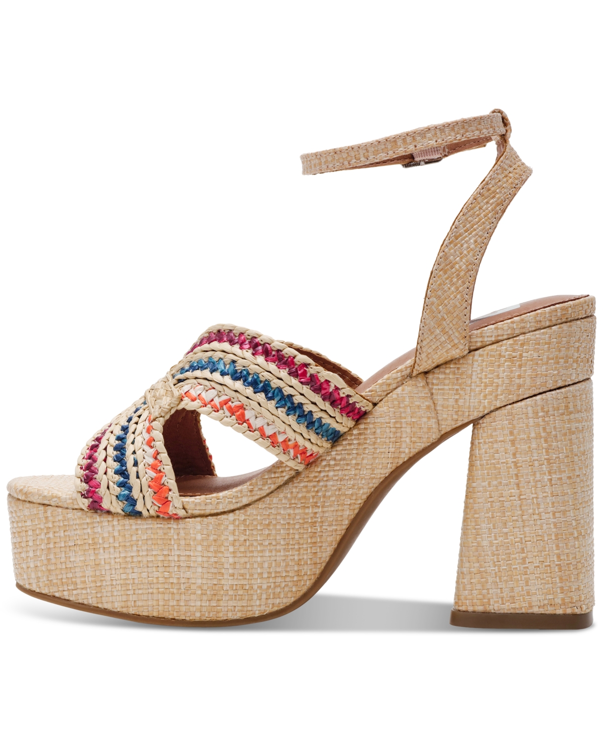 Dv Dolce Vita Women's Waylan Raffia Platform Crossband Dress Sandals In Rainbow Raffia