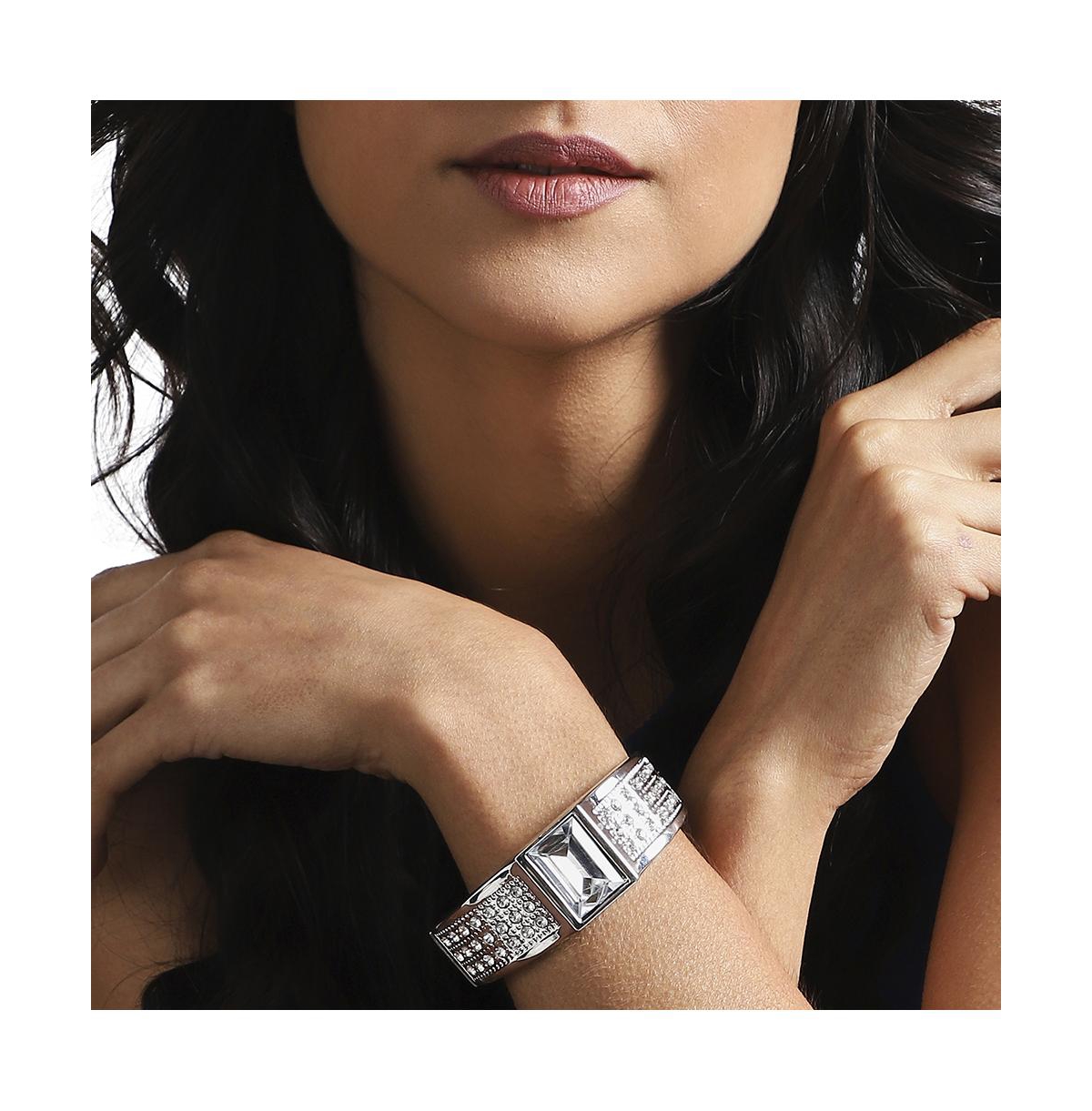 Shop Sohi Maxi Crystal Bracelet In Silver