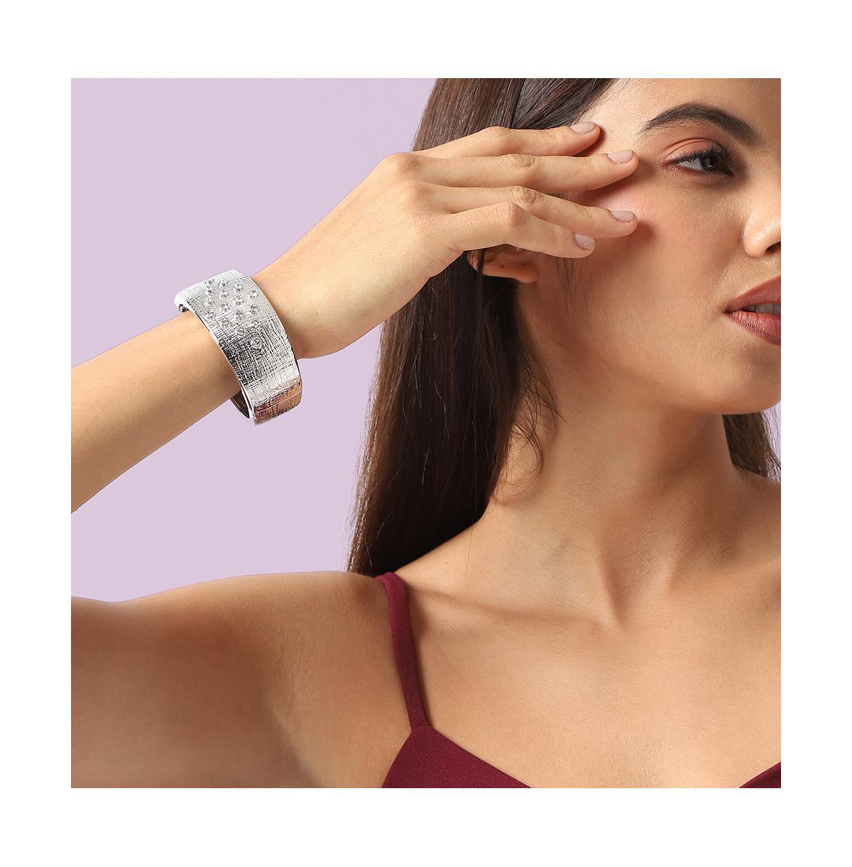 Sohi Crystal Rhombus Bracelet In Silver