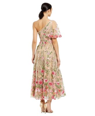 Women's One Shoulder Lace Embroidered Dress