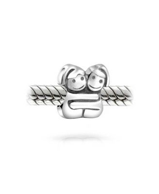 BFF Best Hugging Friends Forever Charm Bead Sterling Silver Bracelet