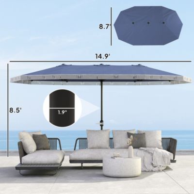 15ft UPF30+ Extra Large Patio Umbrella Market Umbrella, Dark