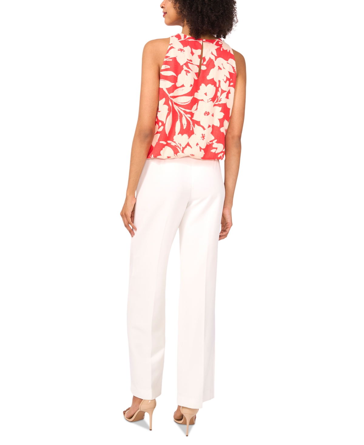 VINCE CAMUTO WOMEN'S FLORAL-PRINT BUBBLE-HEM TOP 