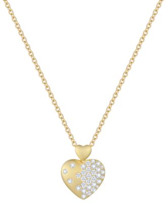 Diamond Scatter Pav&eacute; Cluster Double Heart 18" Pendant Necklace (1/2 ct. t.w.) in Sterling Silver or 14k Gold-Plated Sterling Silver