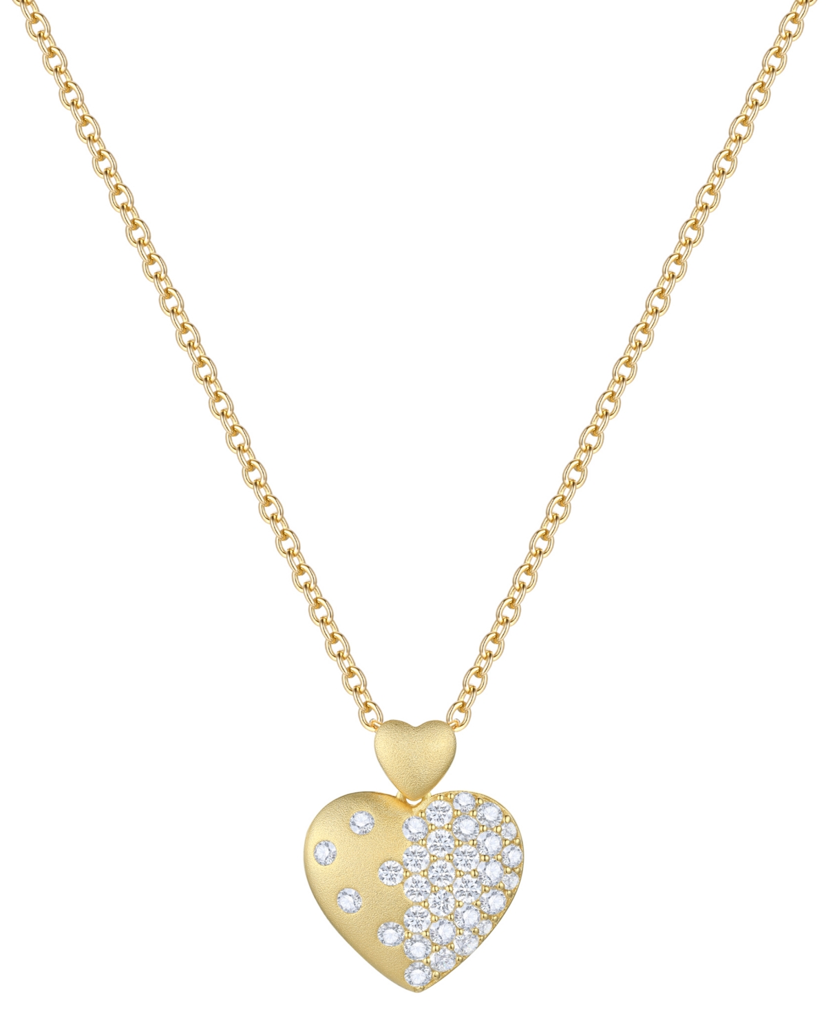 Macy's Diamond Scatter Pave Cluster Double Heart 18" Pendant Necklace (1/2 Ct. T.w.) In Sterling Silver Or In Gold-plated Sterling Silver