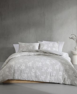 Calvin Klein Spring Branches Cotton Jacquard 3 Pc. Comforter Set In Gray