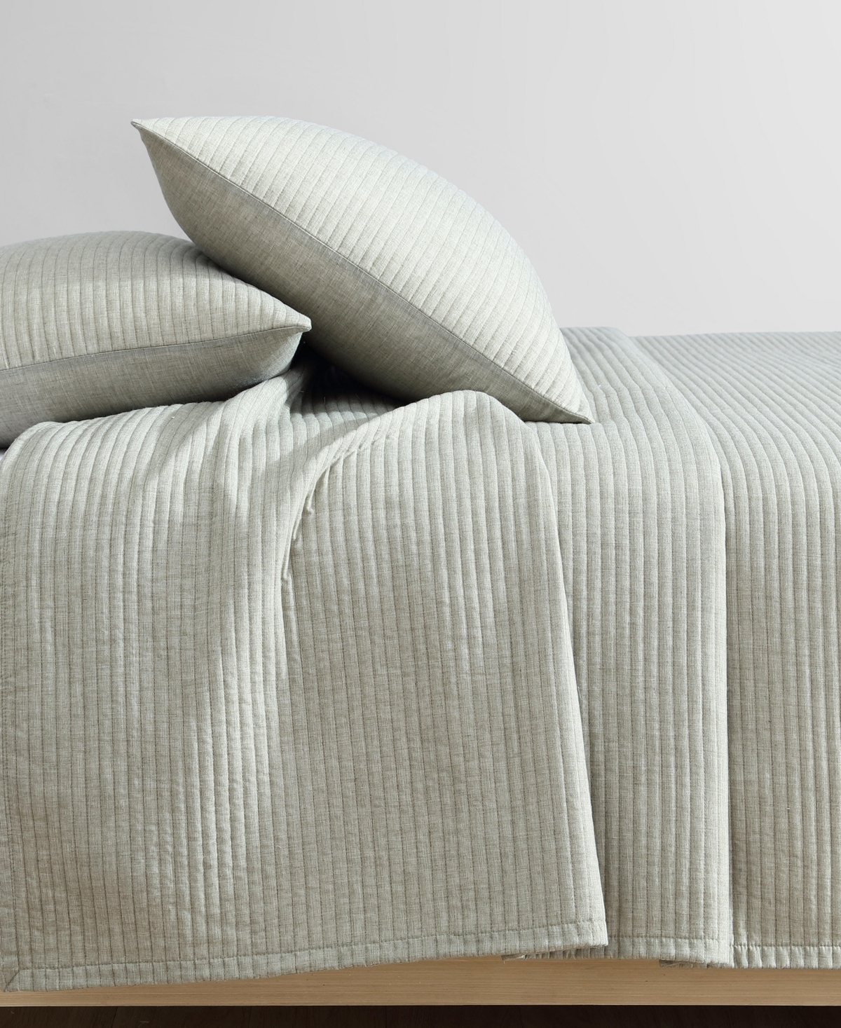 Calvin Klein Mini Channel Stitch Solid 3-pc. Quilt Set, Queen In Vetiver Green