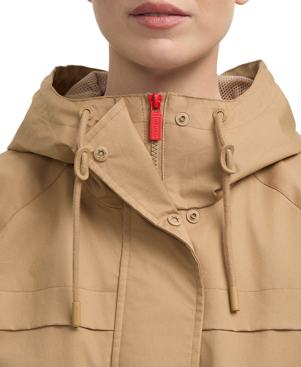 Hunter Women's Cotton High Low Rain Jacket In British Tan