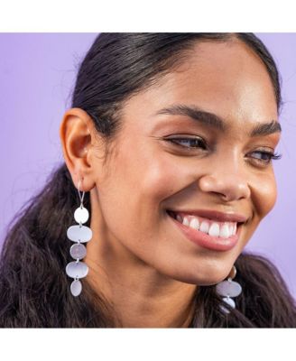 Brass Oval Circle Dangle Earring 3.5"