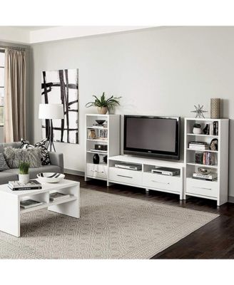 165100 Decorative Media Storage Tower Bookcase with Drawer, White