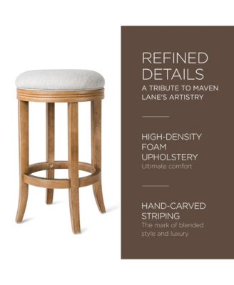 Eva Counter Stool in Weathered Oak Finish, Sand Color, Set of 4