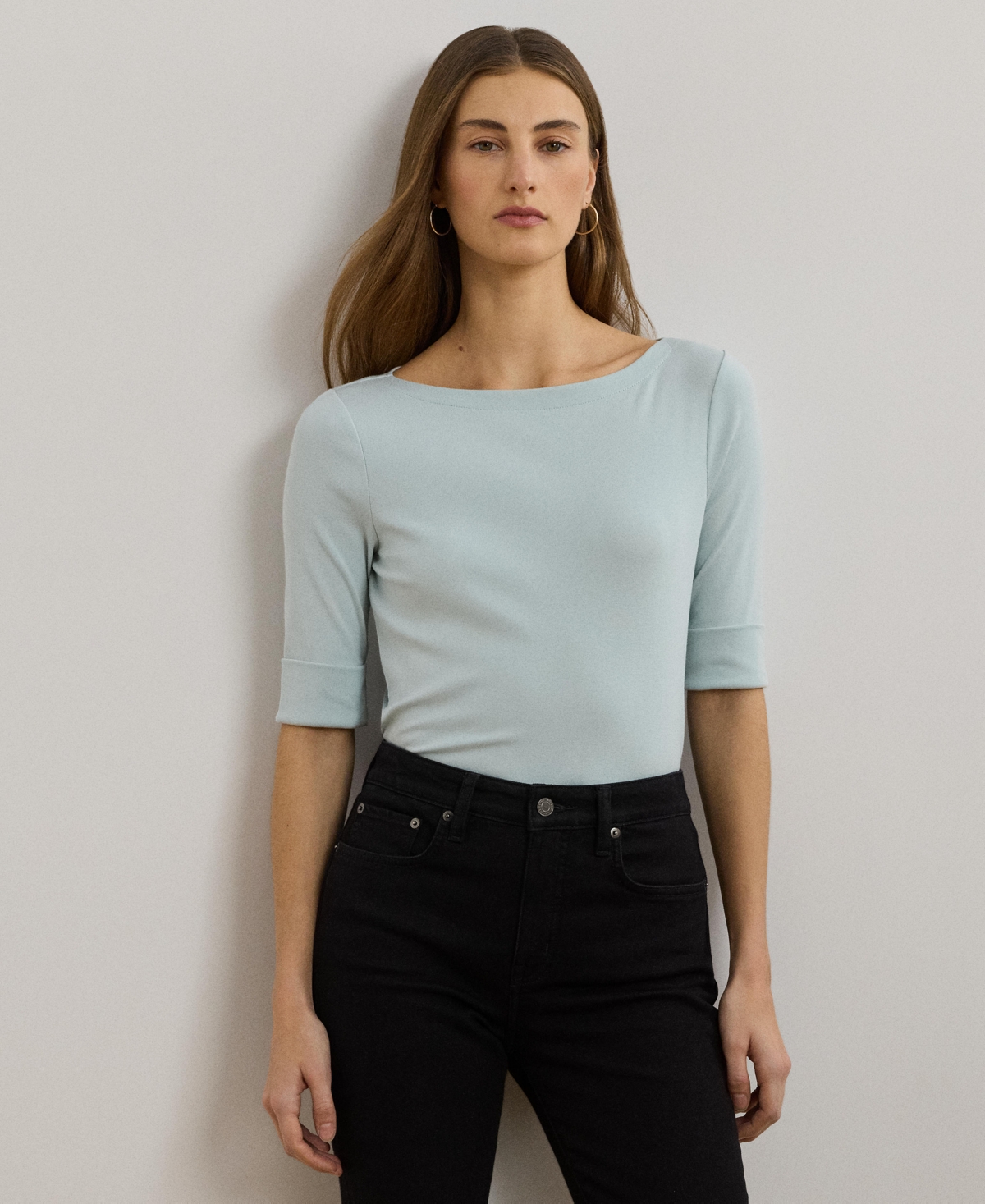 RALPH LAUREN STRETCH COTTON BOATNECK T-SHIRT 