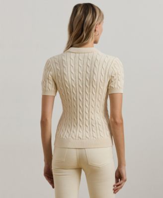 Women's Cable-Knit Polo Shirt