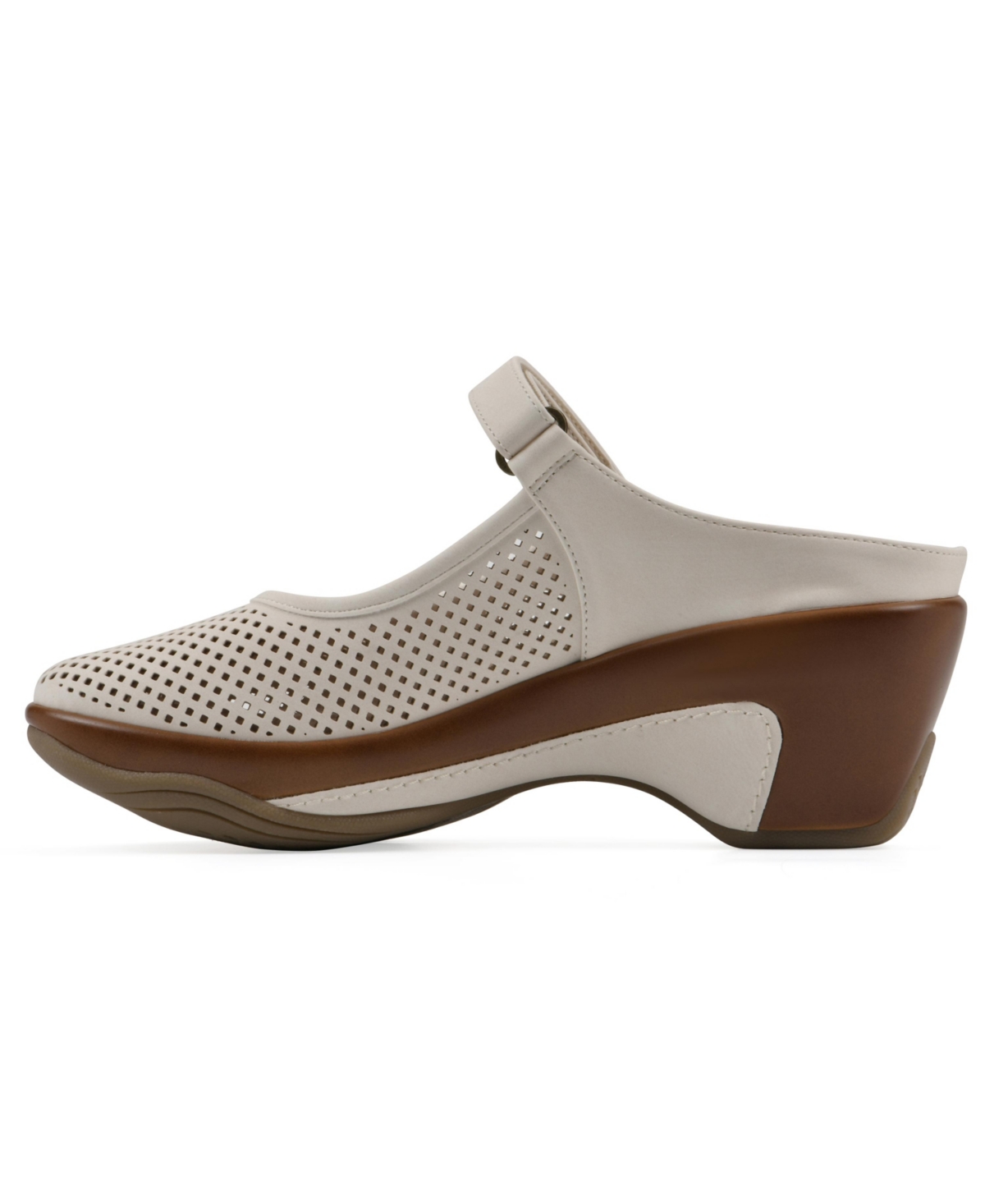 White Mountain Women's Vinto2 Mary Jane Clog Mules In Eggshell Sueded Smooth