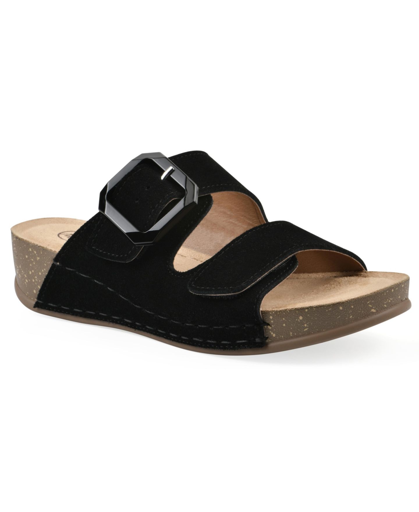 Женские сандалии White Mountain Fearful Slip-On Wedge, цвет: Чёрный замшевый — фото 1