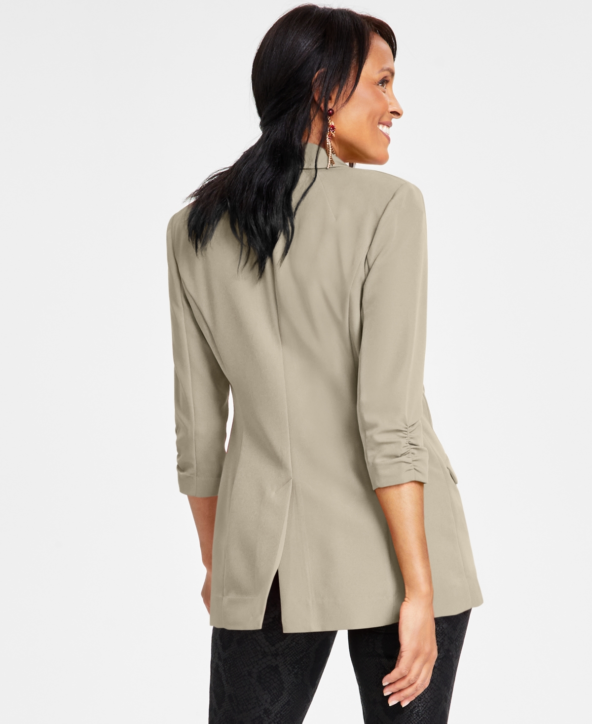 Inc International Concepts Women's Menswear Blazer, Created For Macy's In Grain