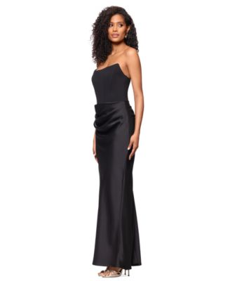Women's Mixed-Media Strapless Corset Gown
