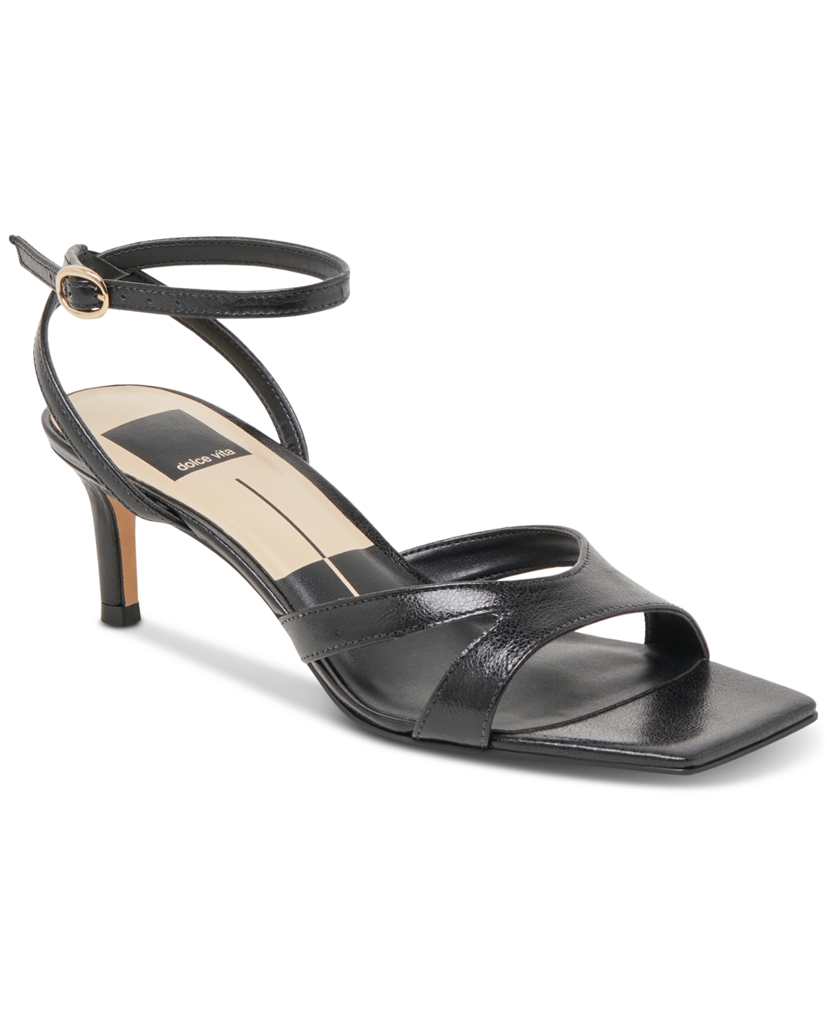 Dolce Vita Becki Wide Heels Midnight Crinkle Patent In Black