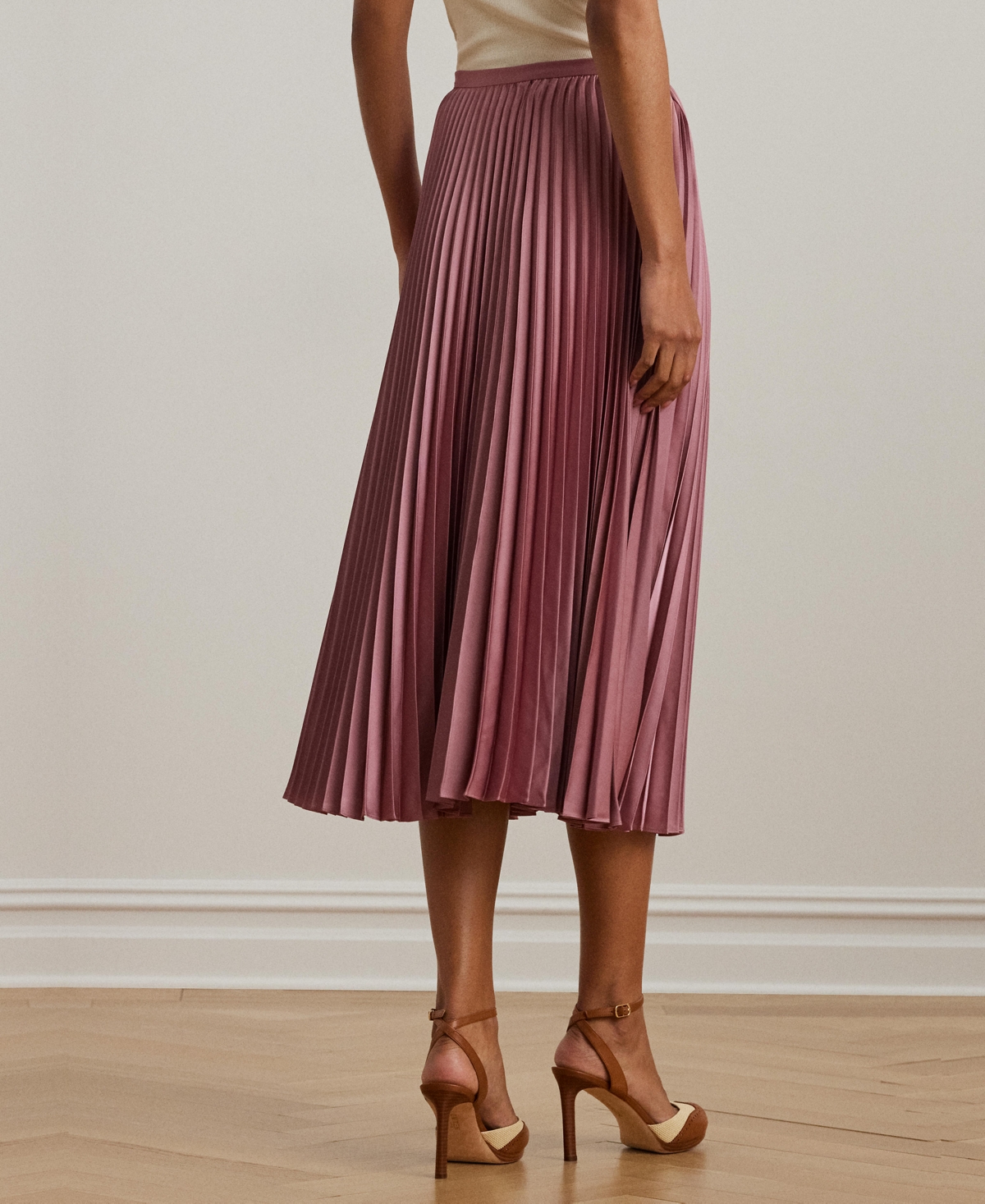 RALPH LAUREN WOMEN'S PLEATED SATIN CHARMEUSE SKIRT 