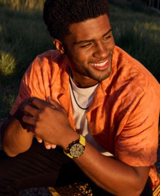 Men's Sport Casual Brycen Yellow Silicone Strap Watch 44.8mm