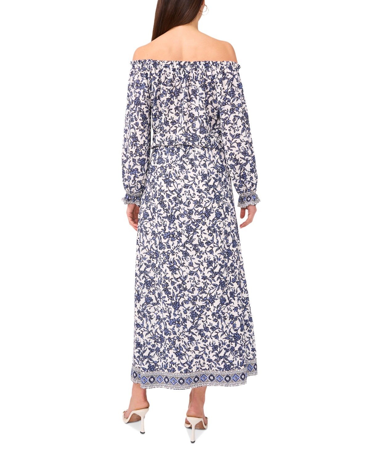 Sam & Jess Sam Jess Womens Floral Print Off The Shoulder Top Maxi Skirt In Provence