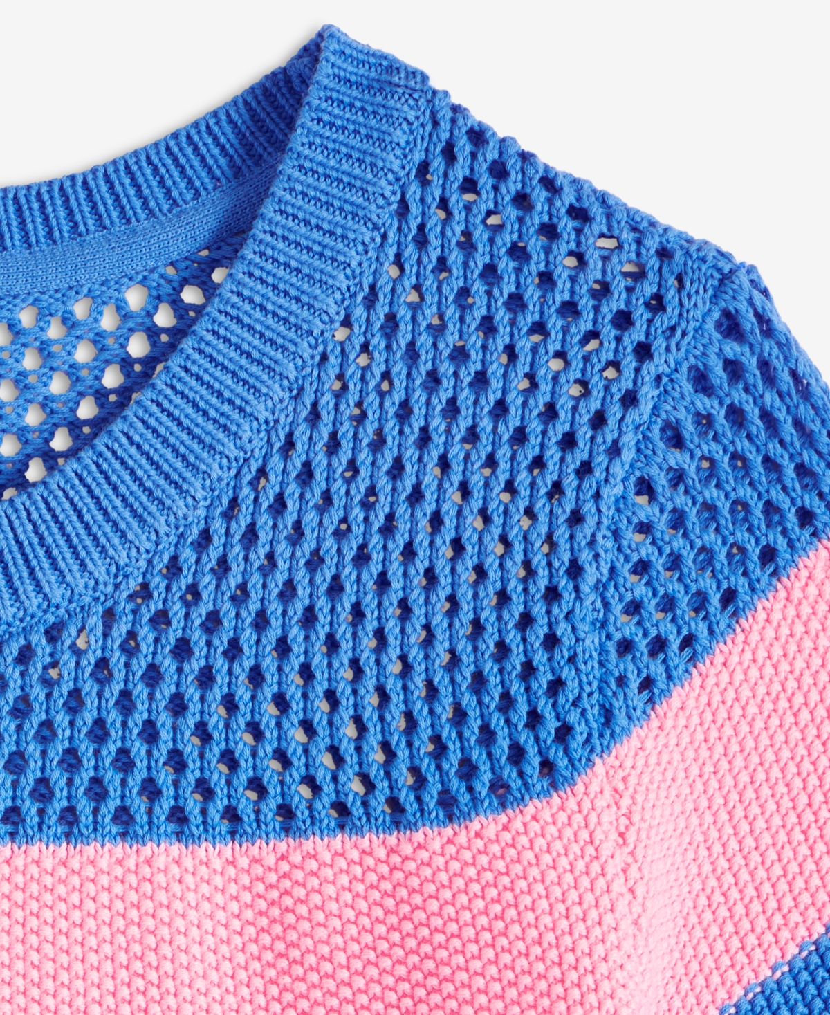 On 34th Women's Cotton Striped Perforated-stitch Sweater, Exclusively At Macy's In Beach Blue Combo