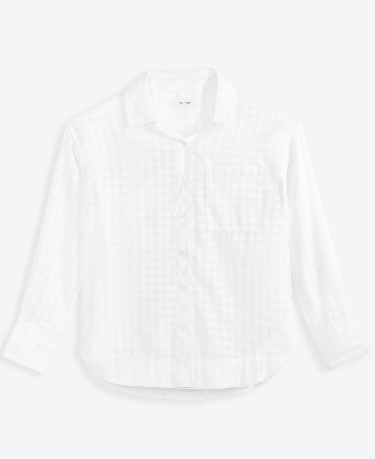 On 34th Women's Floral-burnout Relaxed Blouse, Exclusively At Macy's In Bright White