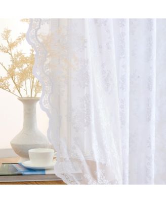 Jolene Floral Soft Decorative Lace Semi Sheer Light Filtering Rod Pocket Window Treatment Curtain Panels - Set of 2