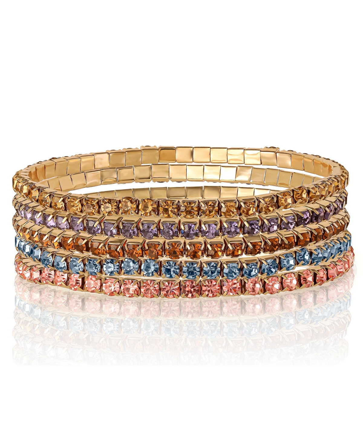 5-Piece Rhinestone Bracelet Set - Gold