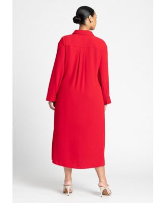 Women's Tie Front Oversized Shirt Dress