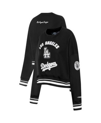 Pro Standard - Women's Black Los Angeles Dodgers Cultivated Pearl Cropped Pullover Sweatshirt