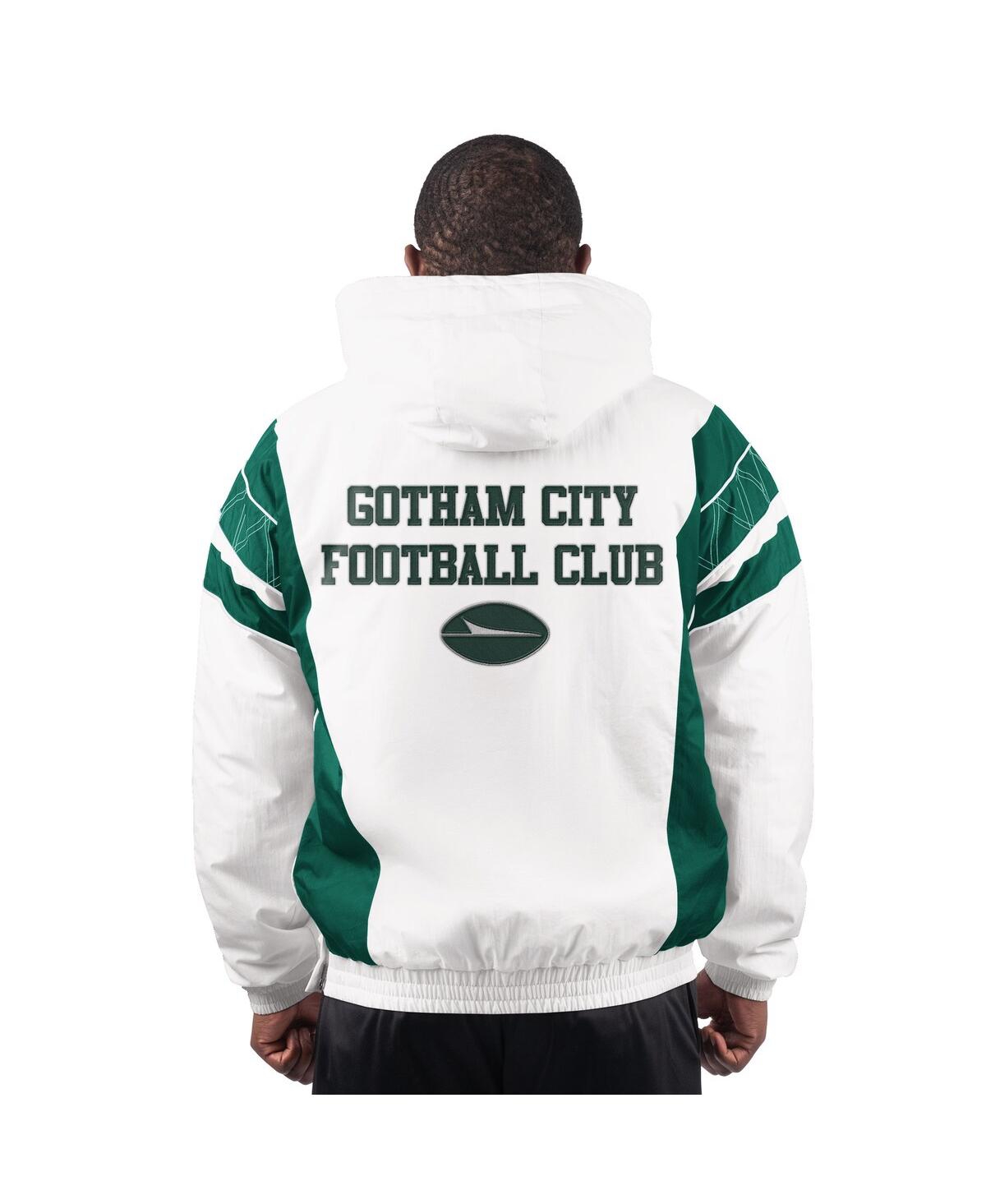 Starter Men's White New York Jets Gotham City Half-zip Hoodie Jacket In Multi