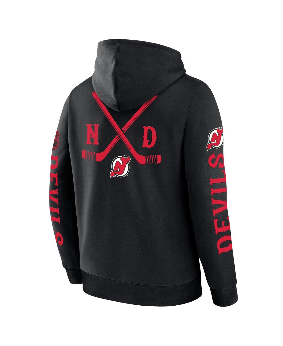 Fanatics Men's Black New Jersey Devils Big City Legacy Fleece Pullover Hoodie In Black,athletic Red
