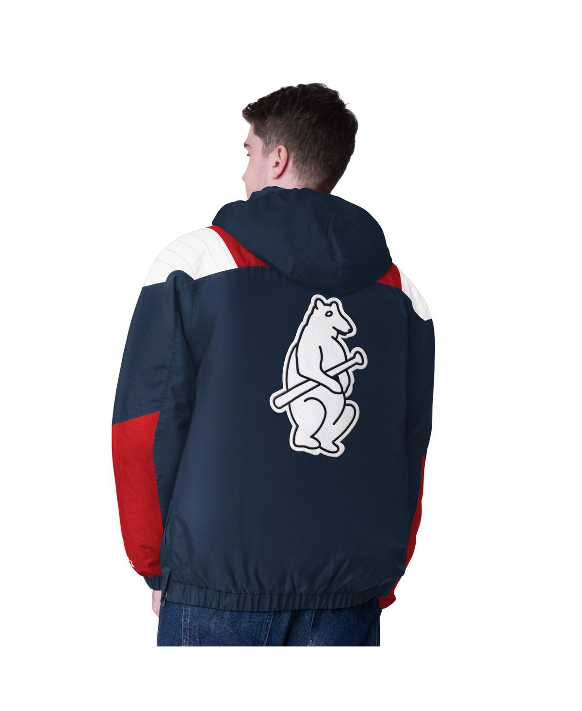 Starter Men's Navy Chicago Cubs Cooperstown Collection Charger Half-zip Jacket In Black