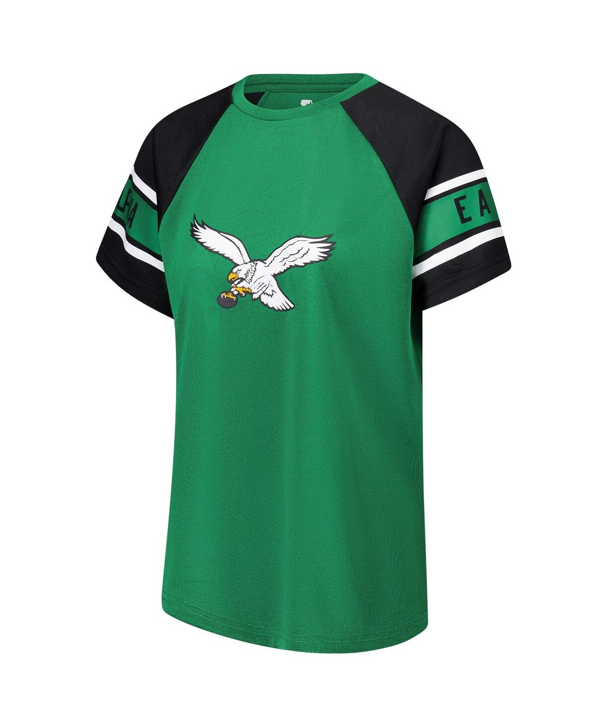 Starter Women's Kelly Green Philadelphia Eagles 1st Rounder Color Block Raglan Top In Kelly Green