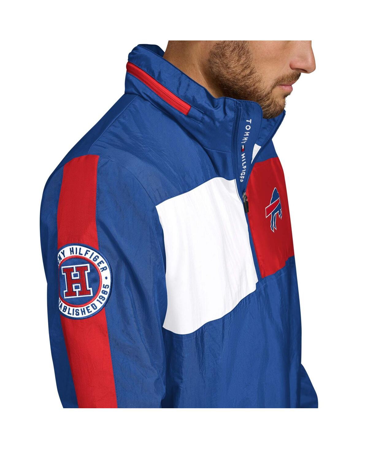 TOMMY HILFIGER MEN'S ROYAL BUFFALO BILLS GAEL LIGHTWEIGHT HALF-ZIP HOODIE JACKET 