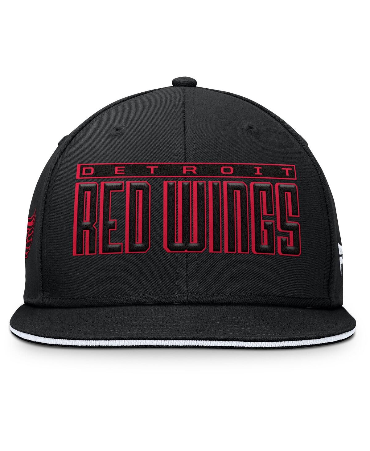 Fanatics Men's Black Detroit Red Wings Fundamental Gino Stack Snapback Hat In Black
